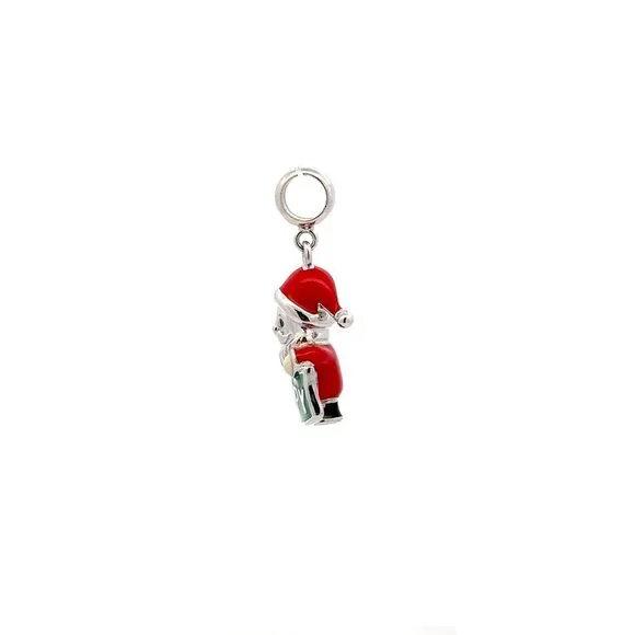 925 Sterling Silver Charm Happy Santa Claus Christmas Holiday for Bracelet - Picture 3 of 5